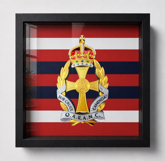 Queen Alexandra's Royal Army Nursing Corps King's Crown Cap Badge Display Frame - Precision Military Emblems