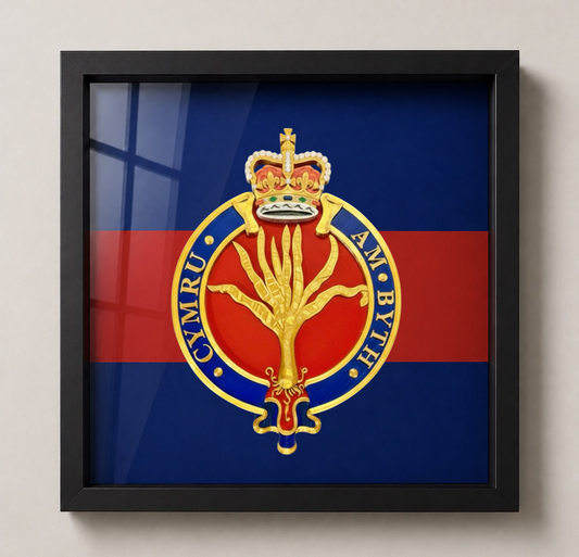 Welsh Guards Queen's Crown Cypher Display Frame - Precision Militay Emblems