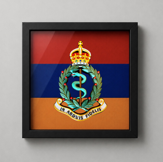 Royal Army Medical Corps King's Crown Cap Badge Display Frame - Precision Military Embems