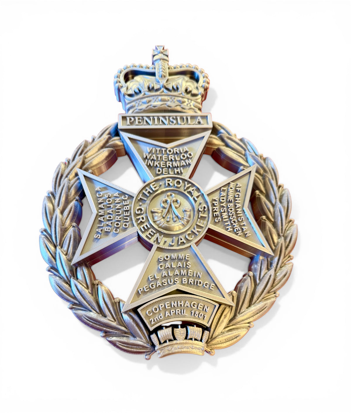 Royal Green Jackets 3D Printed Cap Badge Silver - Precision Military Emblems