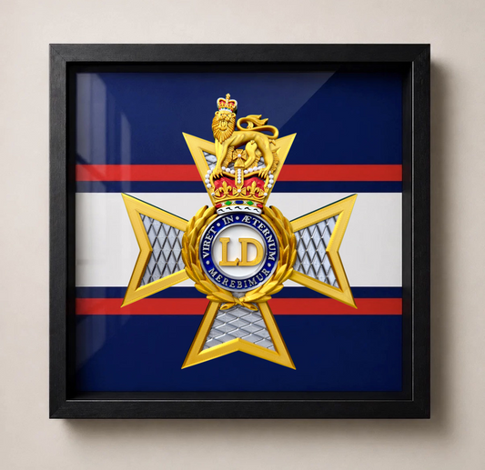 The Light Dragoons Cap Badge Display Frame – Queen's Crown - Precision Military Emblems