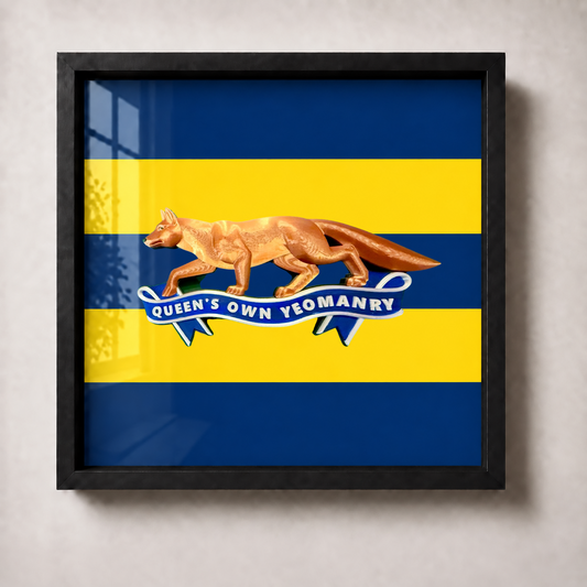 Black frame: Queen's Own Yeomanry military cap badge display frame product view