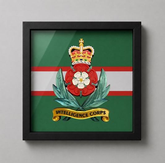 Intelligence Corps Queen's Crown Cap Badge Display Frame