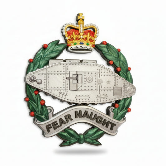 Royal Tank Regiment 3D Printed Cap Badge Queen's Crown - Precision Military Emblems