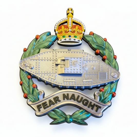Royal Tank Regiment 3D Printed Cap Badge King's Crown - Precision Military Emblems