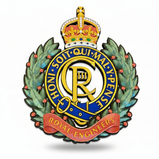Royal Engineers 3D Printed Cap Badge King's Crown - Precision Military Emblems