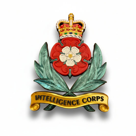 Intelligence Corps 3D Printed Cap Badge Queen's Crown - Precision Military Emblems