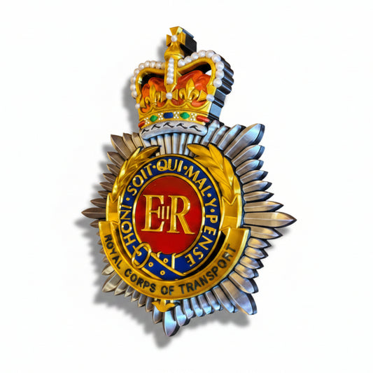 Royal Corps Of Transport 3D Printed Cap Badge Queen's Crown - Precision Military Emblems