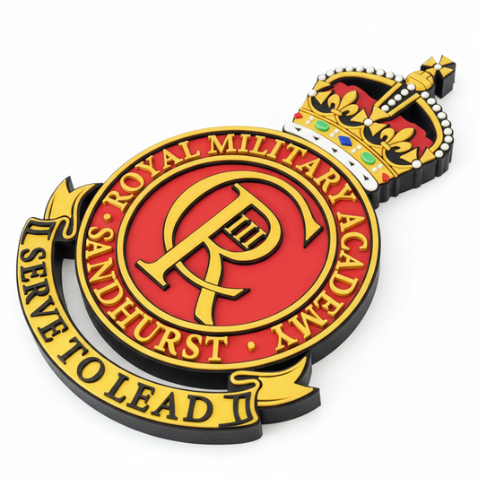 Royal Military Academy Sandhurst 3D Printed Cap Badge King's Crown - Precision Military Emblems