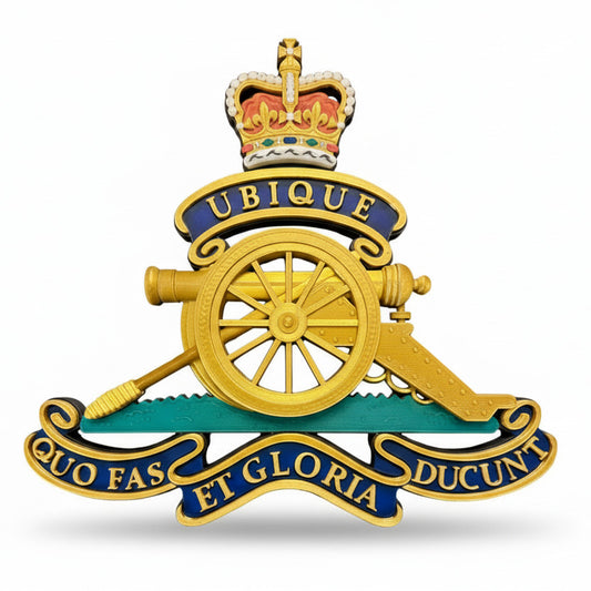 The Royal Regiment Of Artillery 3D Printed Cap Badge Queen's Crown - Precision Military Emblems