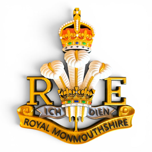 Royal Monmouthshire Royal Engineers Cap Badge | King's Crown - Precision Military Emblems