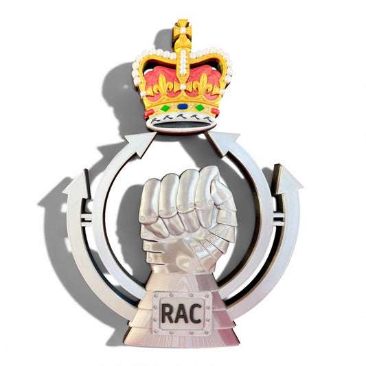 Royal Armoured Corps 3D Printed Cap Badge Queen's Crown - Precision Military Emblems