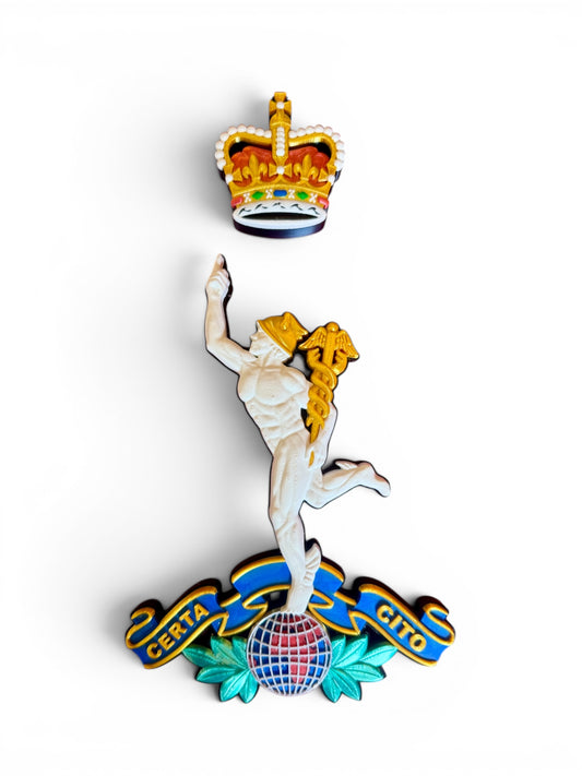 Royal Corps of Signals 3D Printed Cap Badge Queen's Crown - Precision Military Emblems