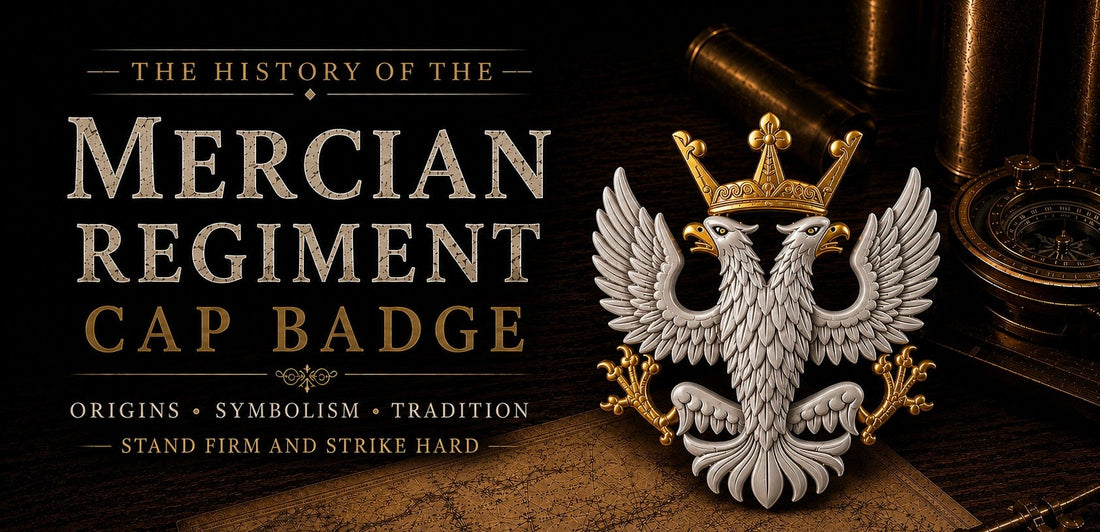 Mercian Regiment cap badge featuring double-headed eagle and Saxon crown