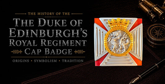 Duke of Edinburgh's Royal Regiment cap badge — cross pattée, Chinese Dragon, naval rope and ducal coronet