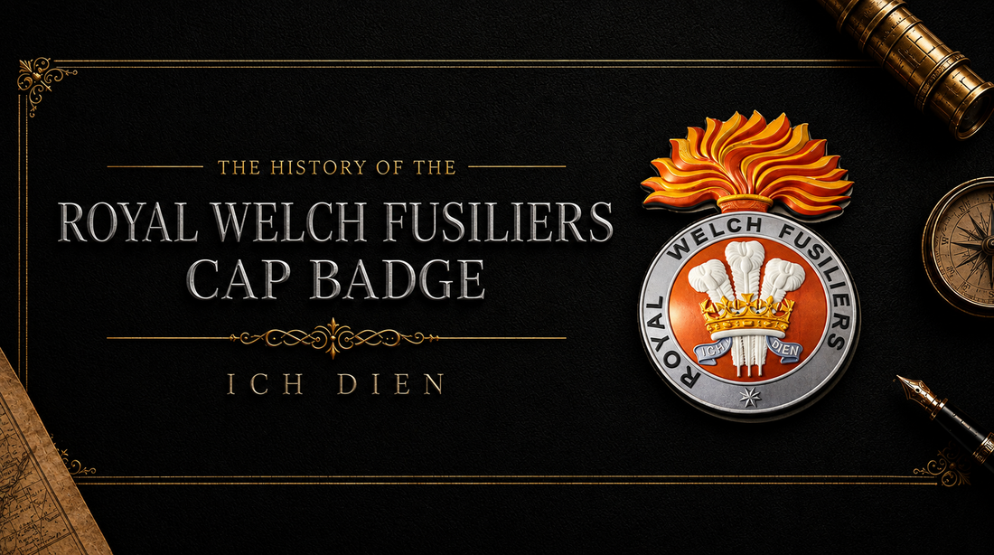 Royal Welch Fusiliers cap badge — Prince of Wales's Feathers and fusilier grenade, officially licensed heritage display