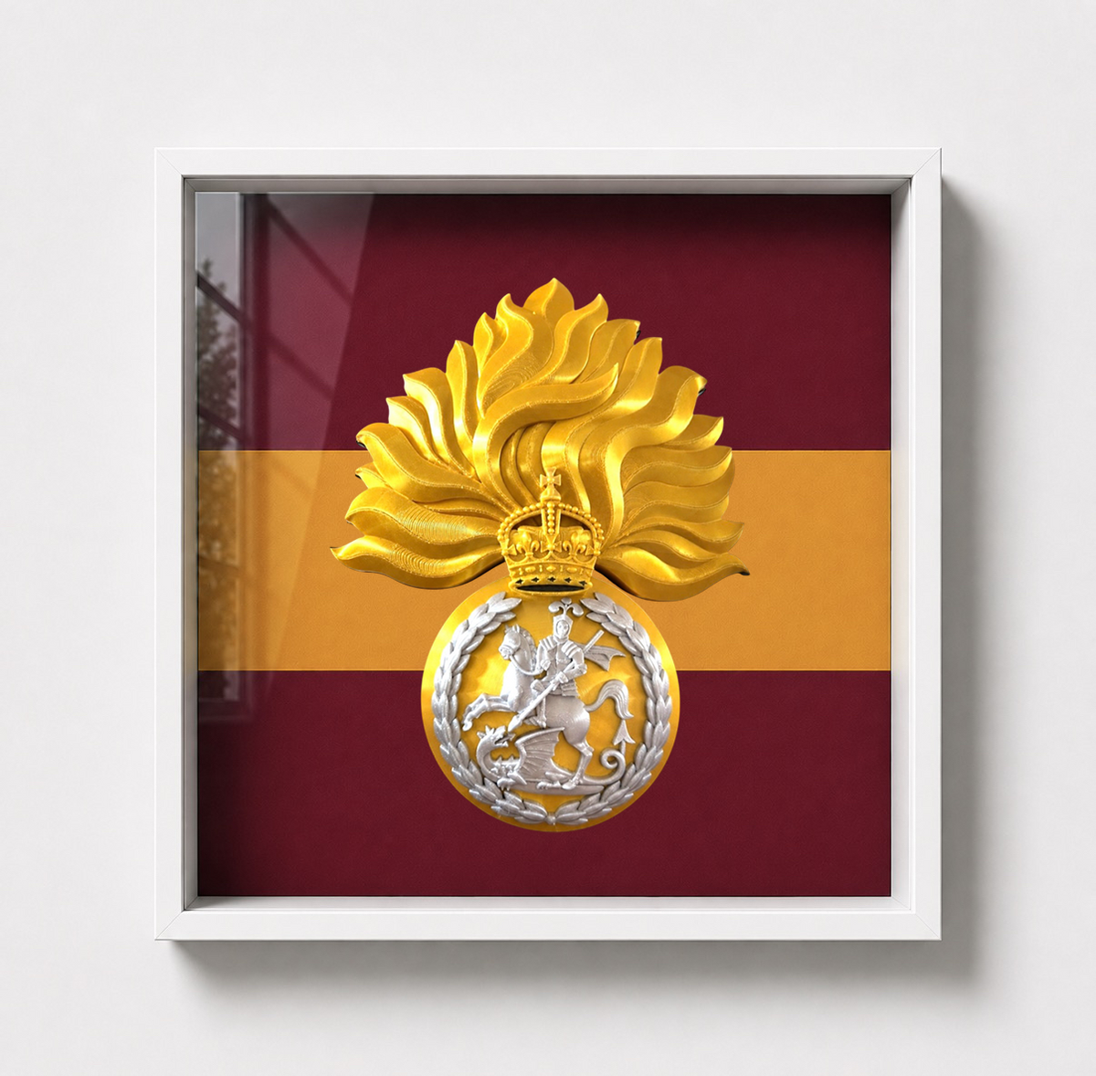 Royal Regiment of Fusiliers Grenade Display Frame King's Crown - Precision Military Emblems 