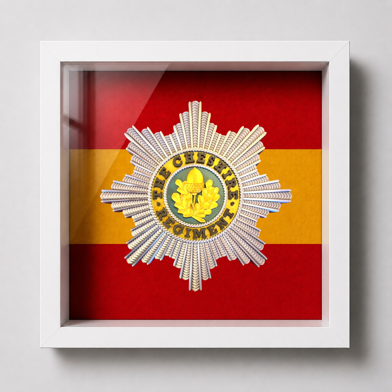 Cheshire Regiment Cap Badge Display Frame | Full Colour - Precision Military Emblems 