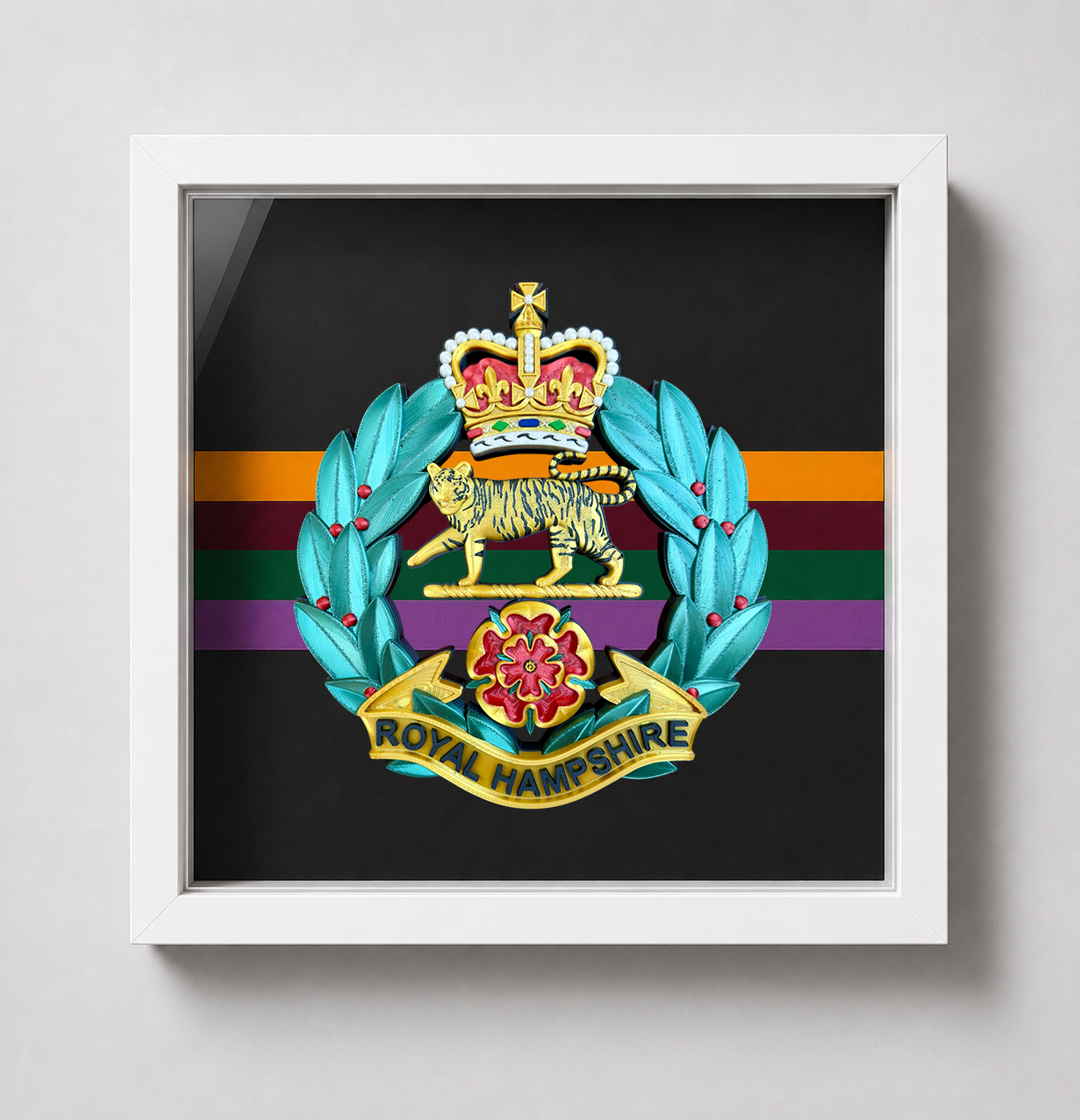 Royal Hampshire Regiment Full Colour Cap Badge Display Frame - Precision Military Emblems 