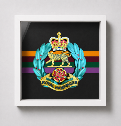 Royal Hampshire Regiment Full Colour Cap Badge Display Frame - Precision Military Emblems 