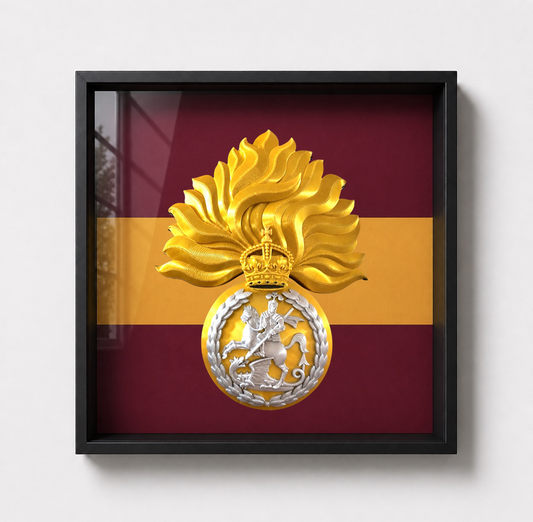 Royal Regiment of Fusiliers Grenade Display Frame King's Crown - Precision Military Emblems 