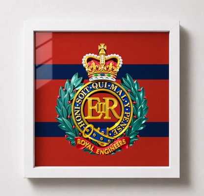 Royal Engineers Queen's Crown Cap Badge Display Frame - Precision Military Emblems