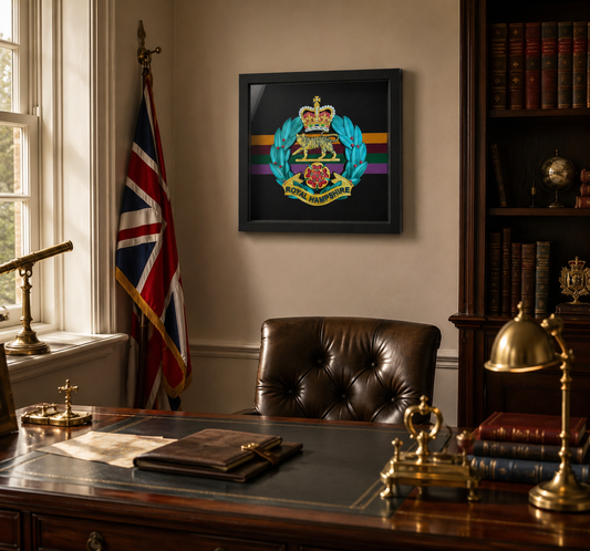 Royal Hampshire Regiment Full Colour Cap Badge Display Frame - Precision Military Emblems 