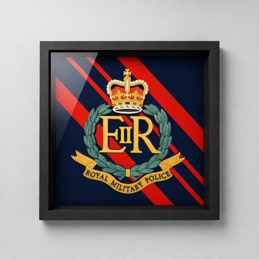 Royal Military Police Cap Badge Display Frame – Queen's Crown - Precision Military Emblems 