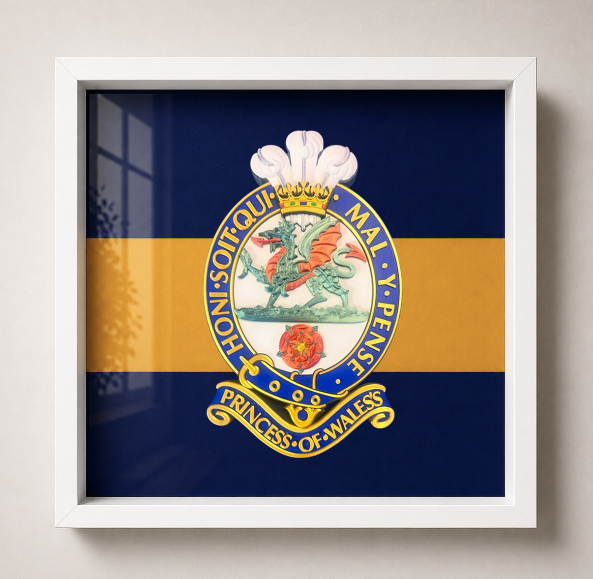 Princess of Wales's Royal Regiment Full Colour Cap Badge Display Frame - Precision Military Emblems 