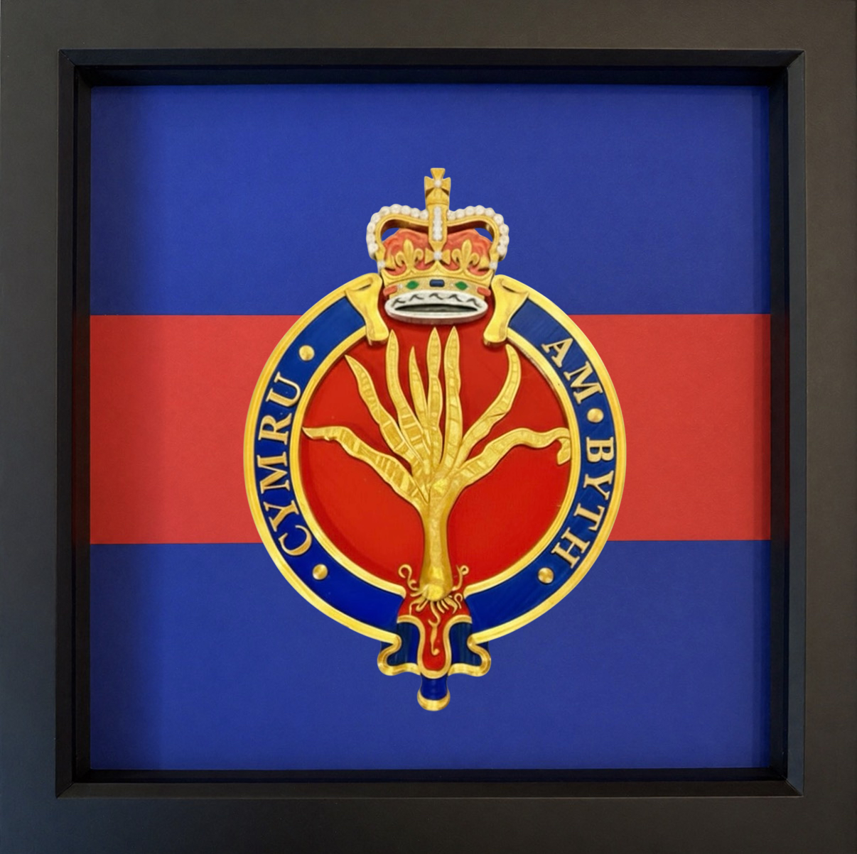 3D Printed Welsh Guards Cap Badge Display Frame – Queen's Crown - Precision Military Emblems