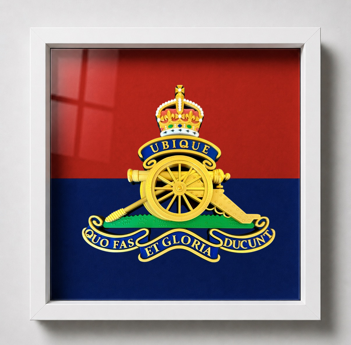 Royal Regiment of Artillery Cap Badge Display Frame – King's Crown -Precision Military Emblems 