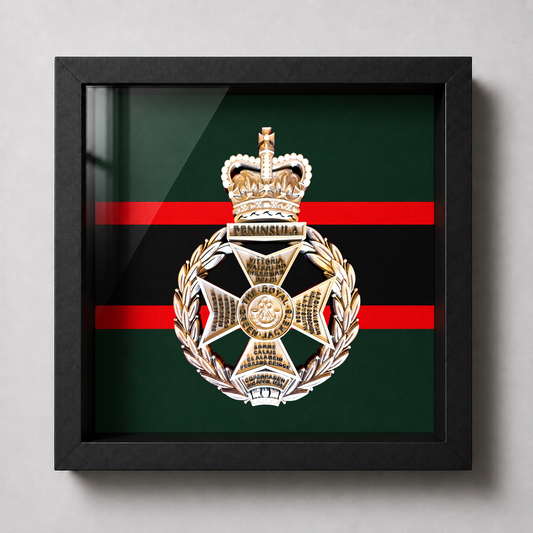 Royal Green Jackets Silver & Black Cap Badge Display Frame - Precision Militry Emblems 