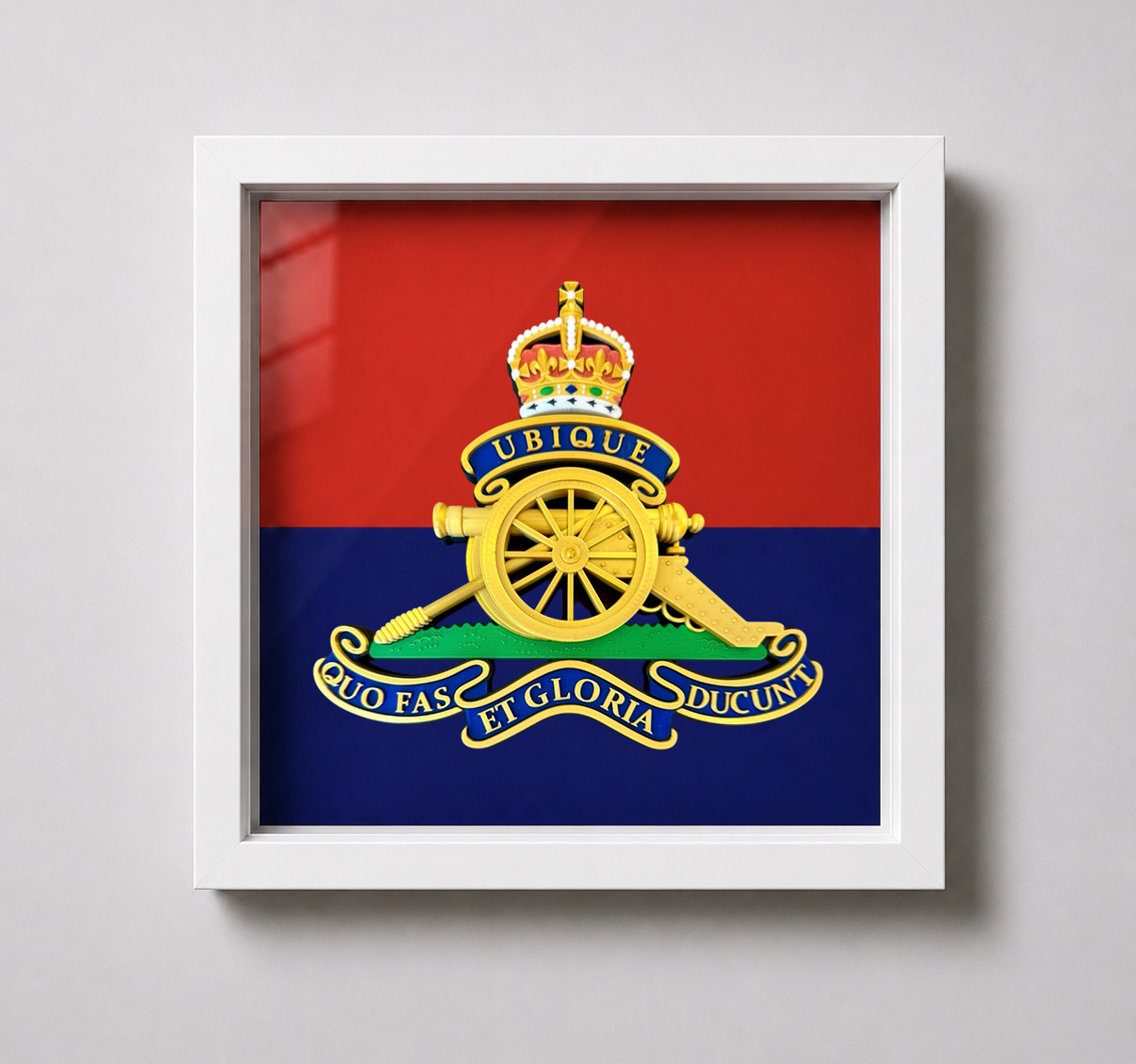 Royal Regiment of Artillery King's Crown Cap Badge Display Frame - Precision Military Emblems 