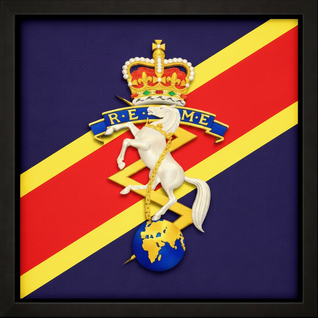 3D Printed REME Cap Badge Display Frame – Queen's Crown - Precision Military Emblems