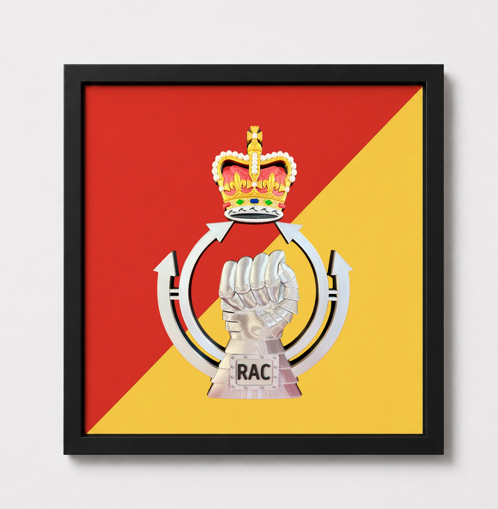 Royal Armoured Corps Cap Badge Display Frame - Preciion Military Emblems 