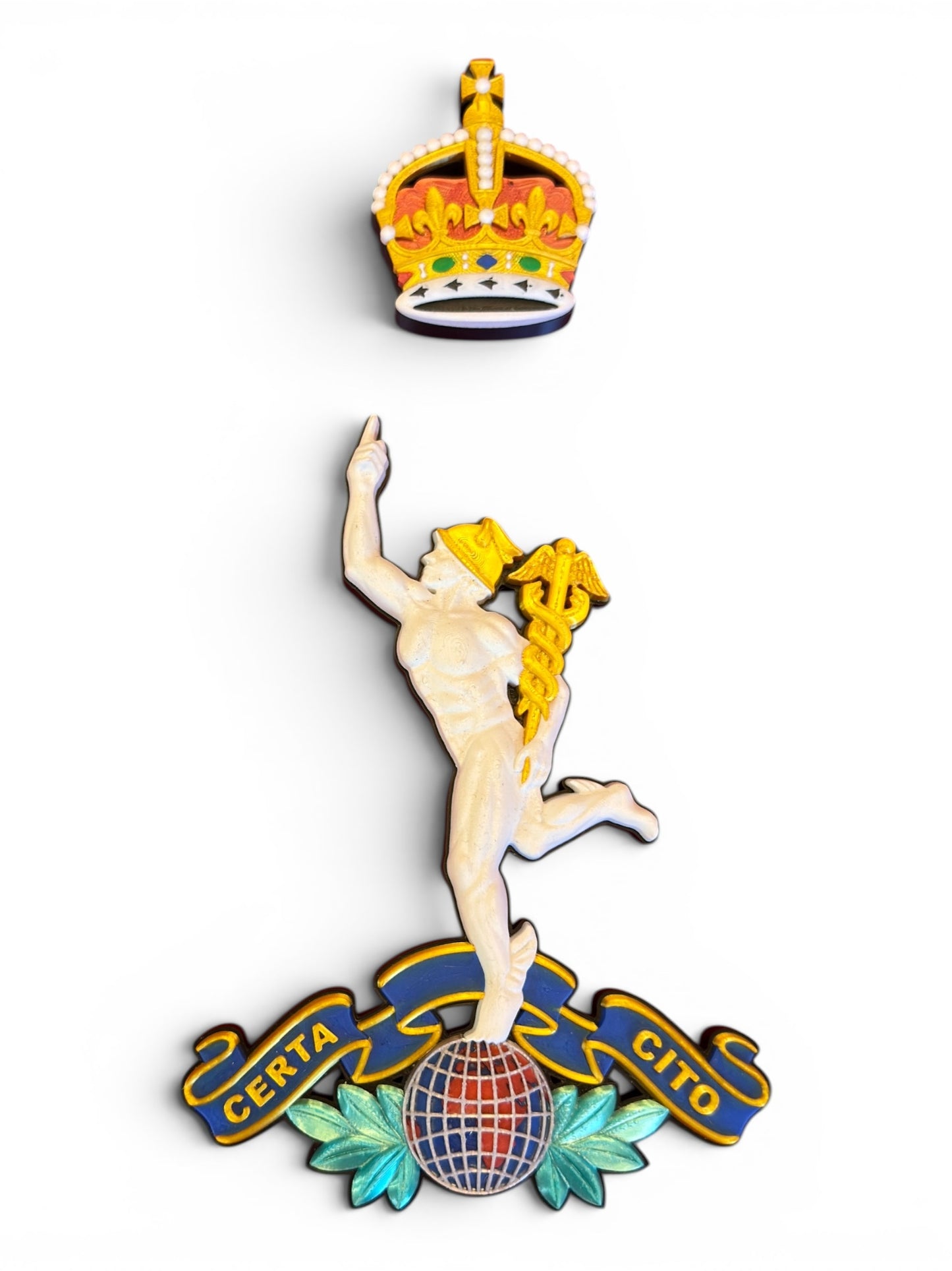 Royal Corps of Signals 3D Printed Cap Badge King's Crown - Precision Military Emblems