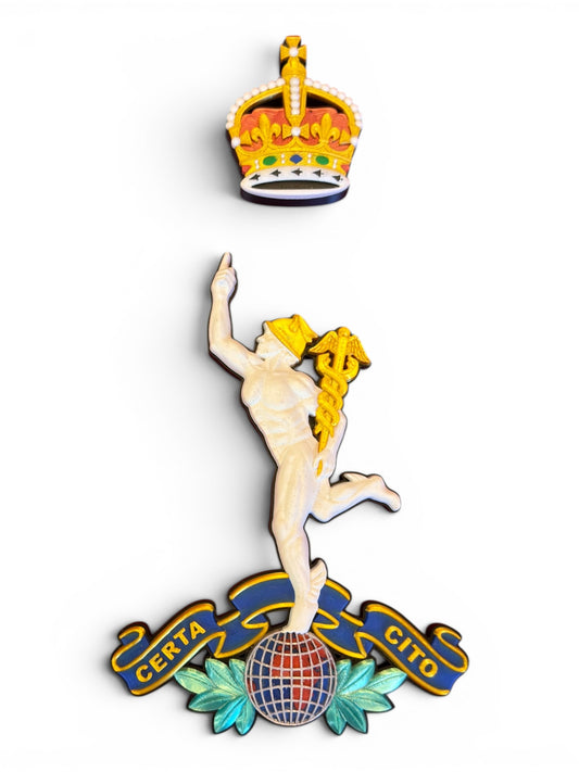 Royal Corps of Signals 3D Printed Cap Badge King's Crown - Precision Military Emblems