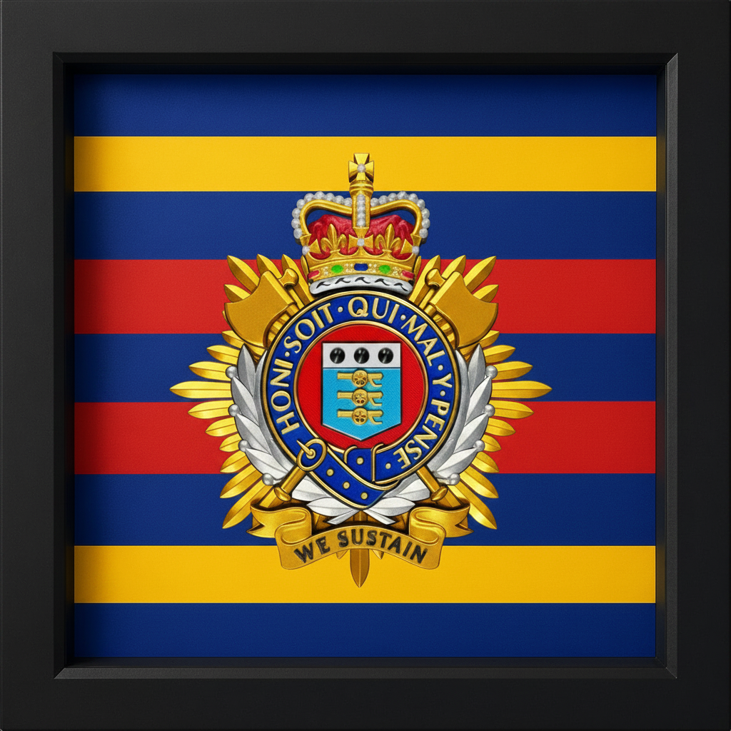 3D Printed Royal Logistic Corps Cap Badge Display Frame – Queen's Crown - Precision Military Emblems