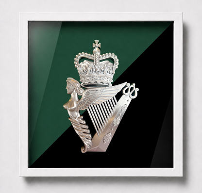 Royal Irish Regiment Queen's Crown Cap Badge Display Frame - Precision Military Emblems