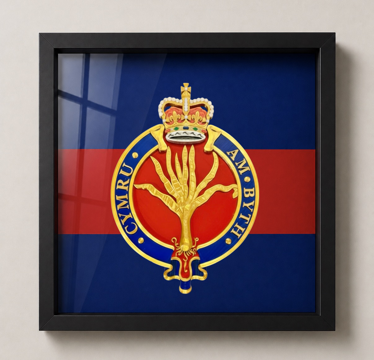 Welsh Guards Queen's Crown Cypher Display Frame - Precision Militay Emblems 