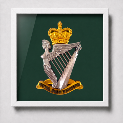 Royal Irish Rangers Cap Badge Display Frame | Gold, Silver & Black - Precision Military Emblems