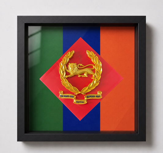 King's Own Royal Border Regiment Cap Badge Display Frame - Precision Military Emblems 