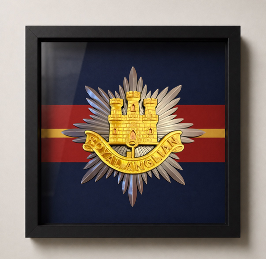 Royal Anglian Regiment Cap Badge Display Frame - Precision Militay Emblems 