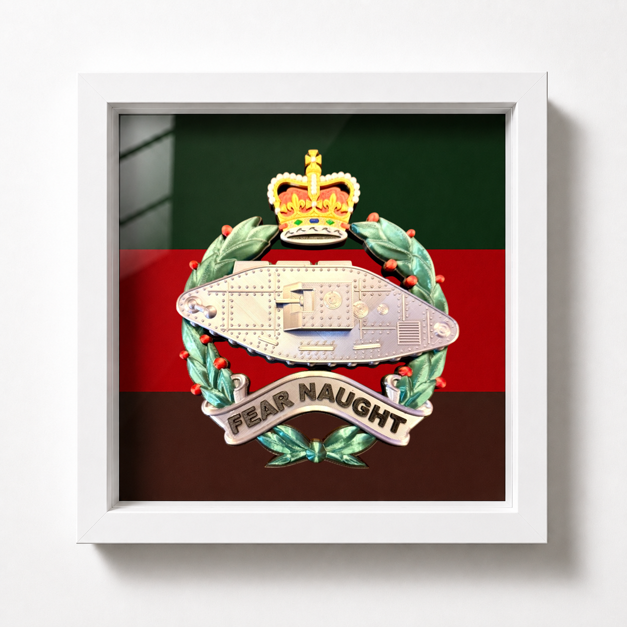Royal Tank Regiment Queen's Crown Cap Badge Display Frame - Precision Military Emblems 
