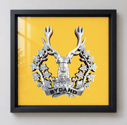 Officially licensed Gordon Highlanders cap badge display frame