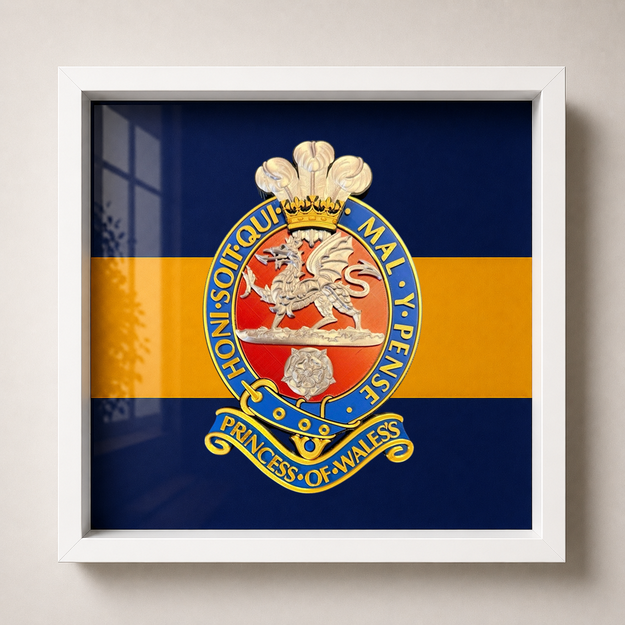 Princess of Wales's Royal Regiment PWRR Cap Badge Display Frame - Precision Military Emblems