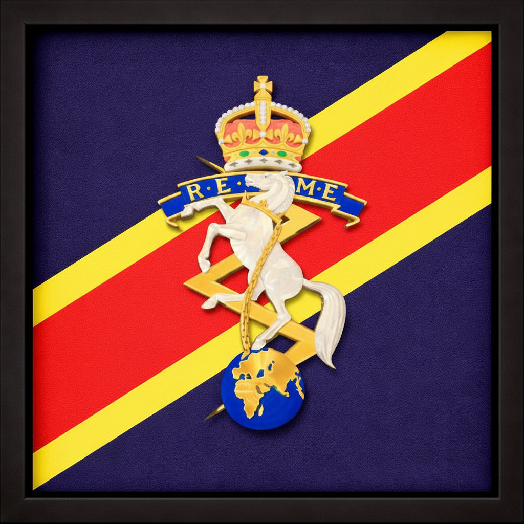 3D Printed REME Cap Badge Display Frame – King's Crown - Precision Military Emblems