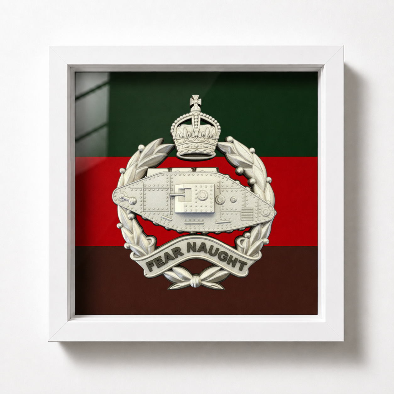 Royal Tank Regiment King's Crown Silver & Black Cap Badge Display Frame - Precision Militay Emblems 
