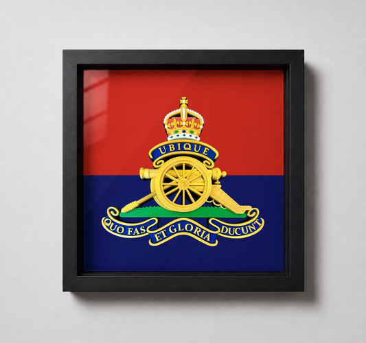 Royal Regiment of Artillery King's Crown Cap Badge Display Frame - Precision Military Emblems 