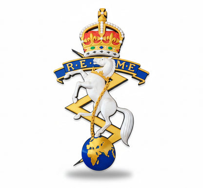Corps of Royal Electrical and Mechanical Engineers (REME) 3D Printed Cap Badge King's Crown - Precision Military Emblems